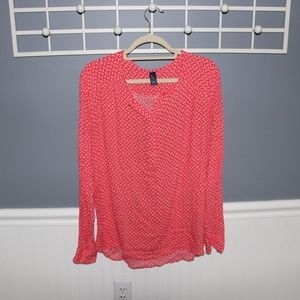 Coral Long-Sleeve Blouse
